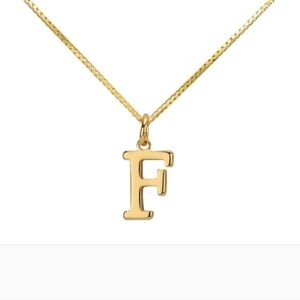 14K Gold Plated F Initial Necklace